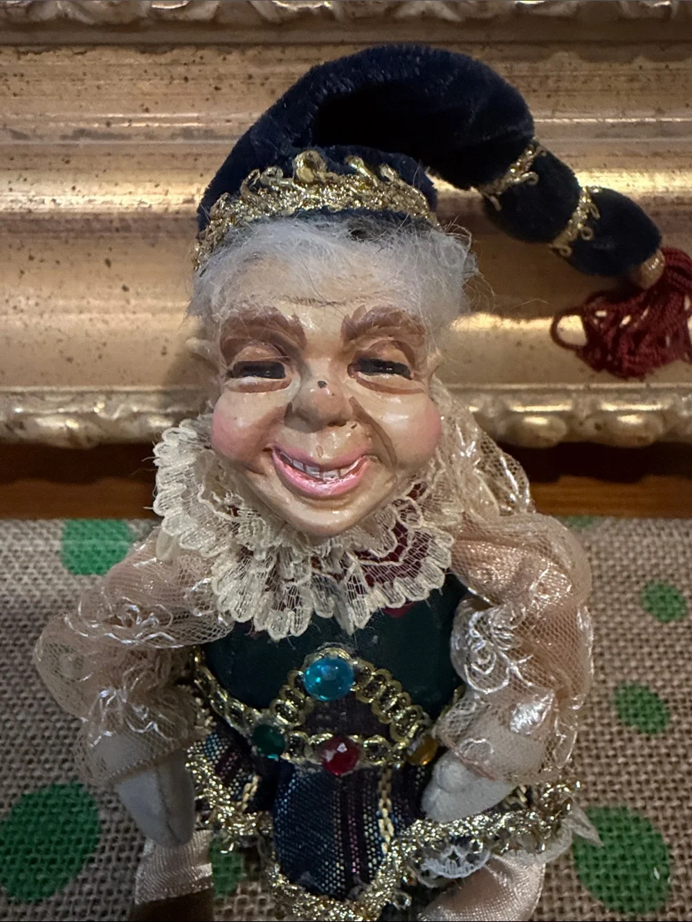 Wayne Kleski Handcrafted Festive Elf Figurine in Jewel Tones retired
